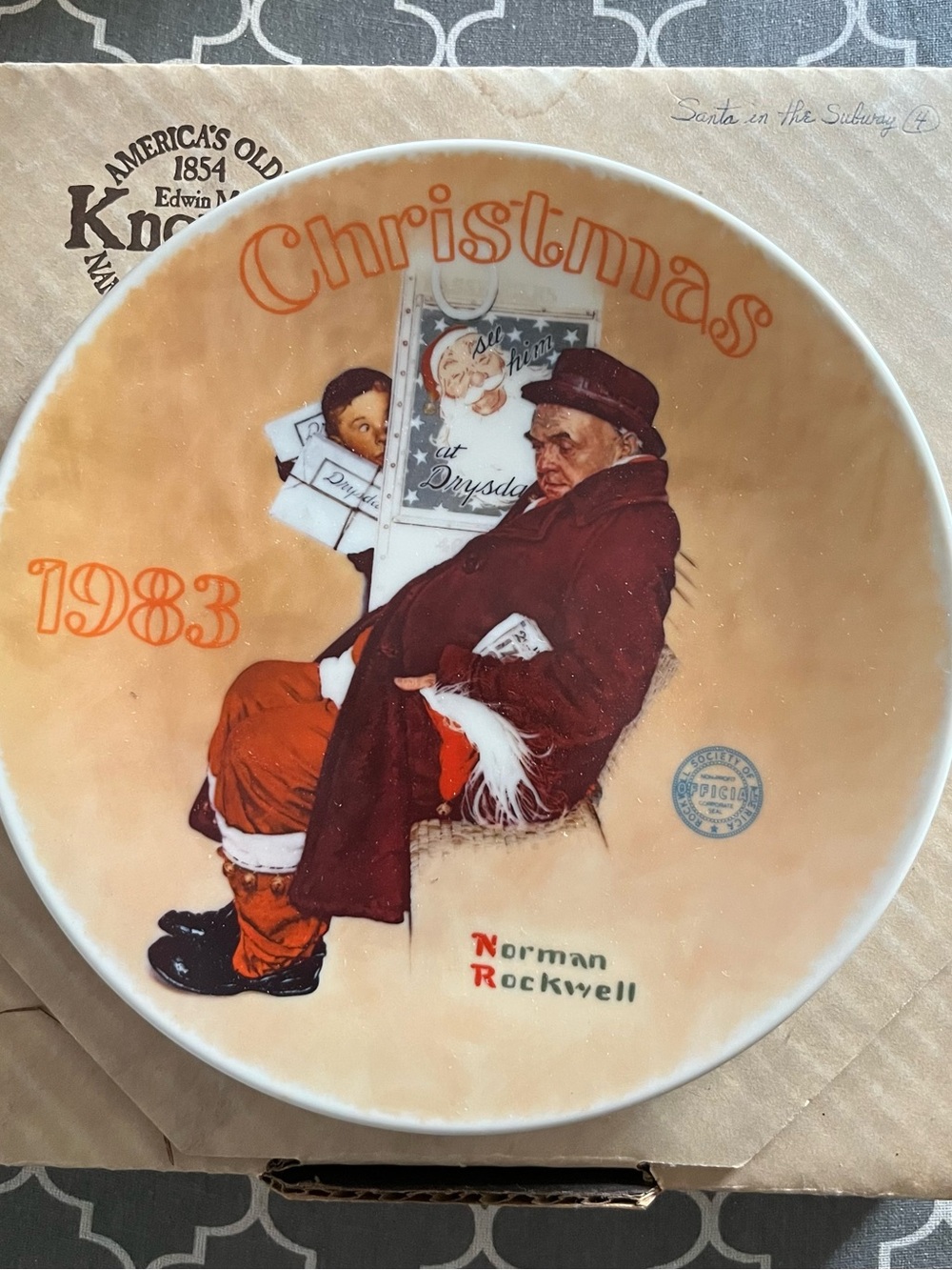 Norman Rockwell “Santa In The Subway” 1983 Collector Plate Edwin M Knowles